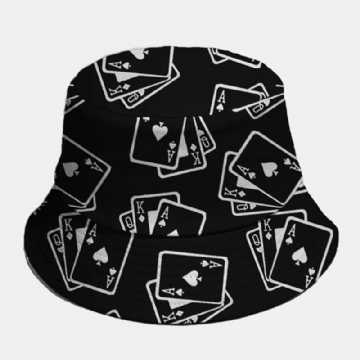 Chapeau Seau Décontracté Unisexe En Coton Couleur Unie Poker Picture Element Fashion