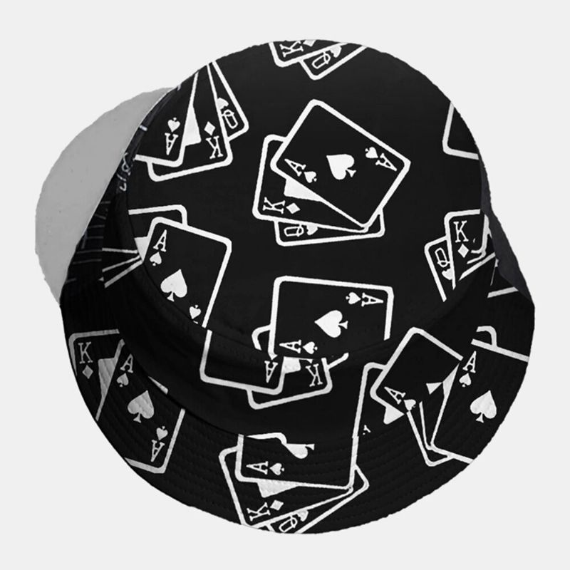 Chapeau Seau Décontracté Unisexe En Coton Couleur Unie Poker Picture Element Fashion