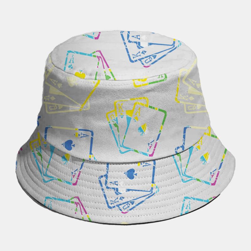 Chapeau Seau Décontracté Unisexe En Coton Couleur Unie Poker Picture Element Fashion