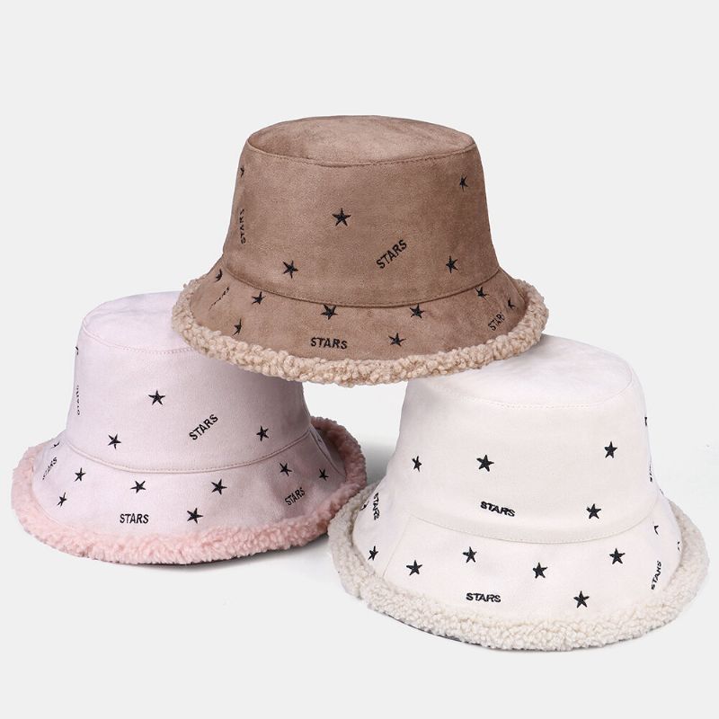 Chapeau Seau D'extérieur Chaud Et Doux En Cachemire Et Daim Pour Femme