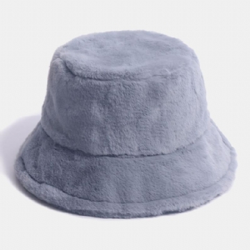 Chapeau Seau Pour Femme Dôme En Fourrure De Lapin Épaissir Chaleur Coupe-vent Chapeau De Protection Des Oreilles