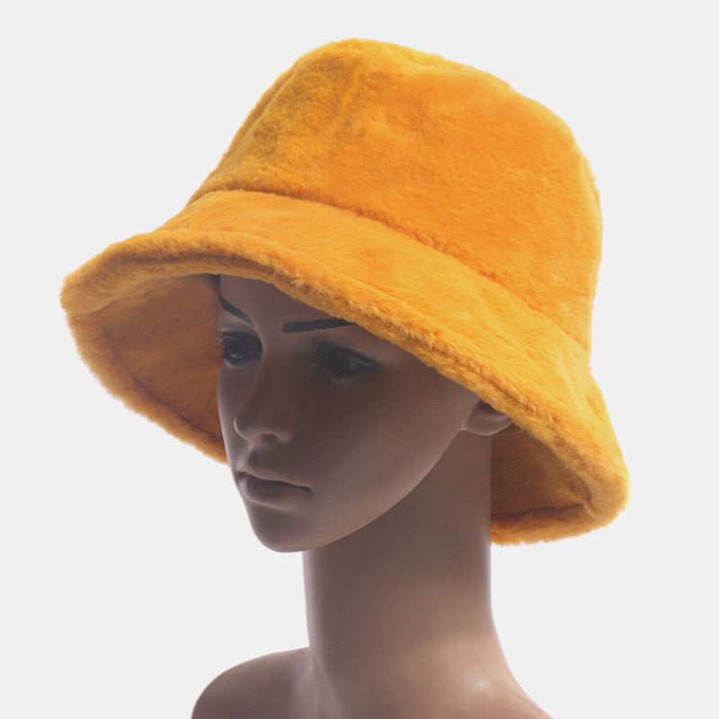 Chapeau Seau Pour Femme Dôme En Fourrure De Lapin Épaissir Chaleur Coupe-vent Chapeau De Protection Des Oreilles