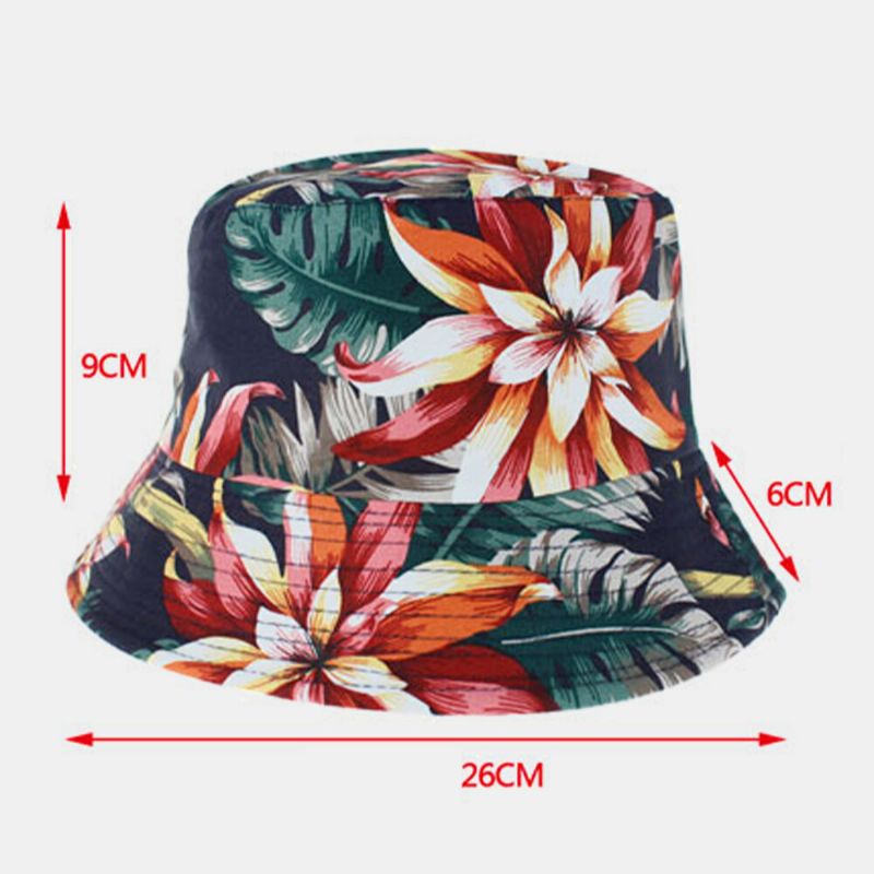 Chapeau De Seau D'impression De Motif Floral Naturel Coloré Portable À Double Face En Coton Unisexe