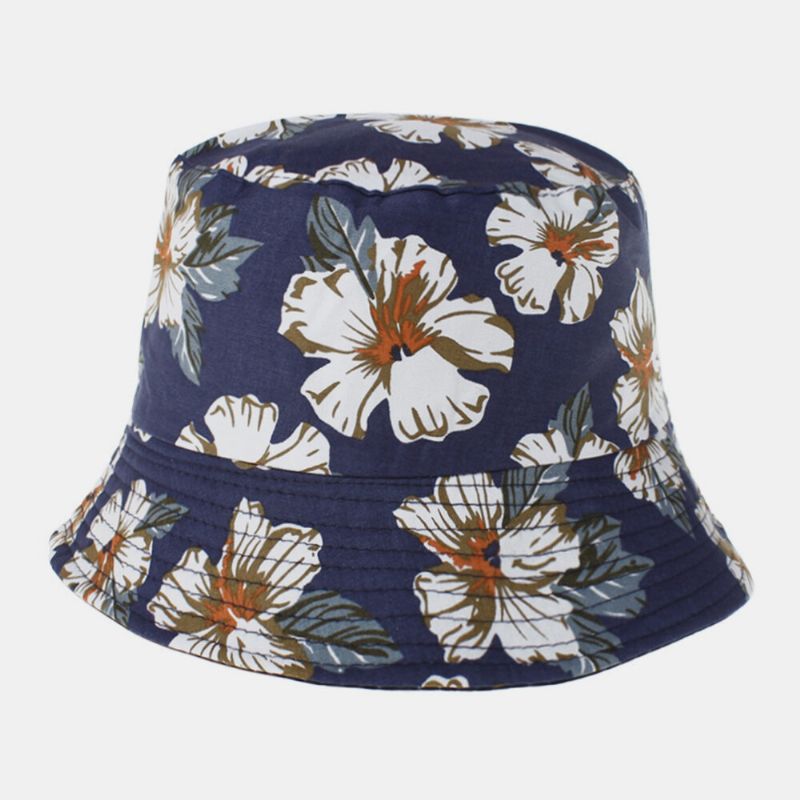 Chapeau De Seau D'impression De Motif Floral Naturel Coloré Portable À Double Face En Coton Unisexe