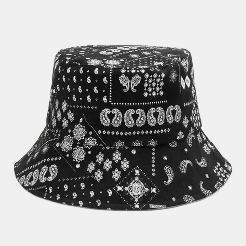 Chapeau Seau Unisexe En Coton Double Face Avec Motif Floral Et Noix De Cajou