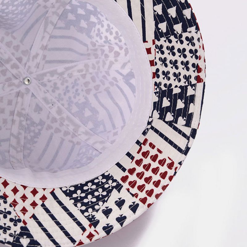 Chapeau Seau Unisexe En Coton À Motif Rayé De Poker Imprimé À La Mode