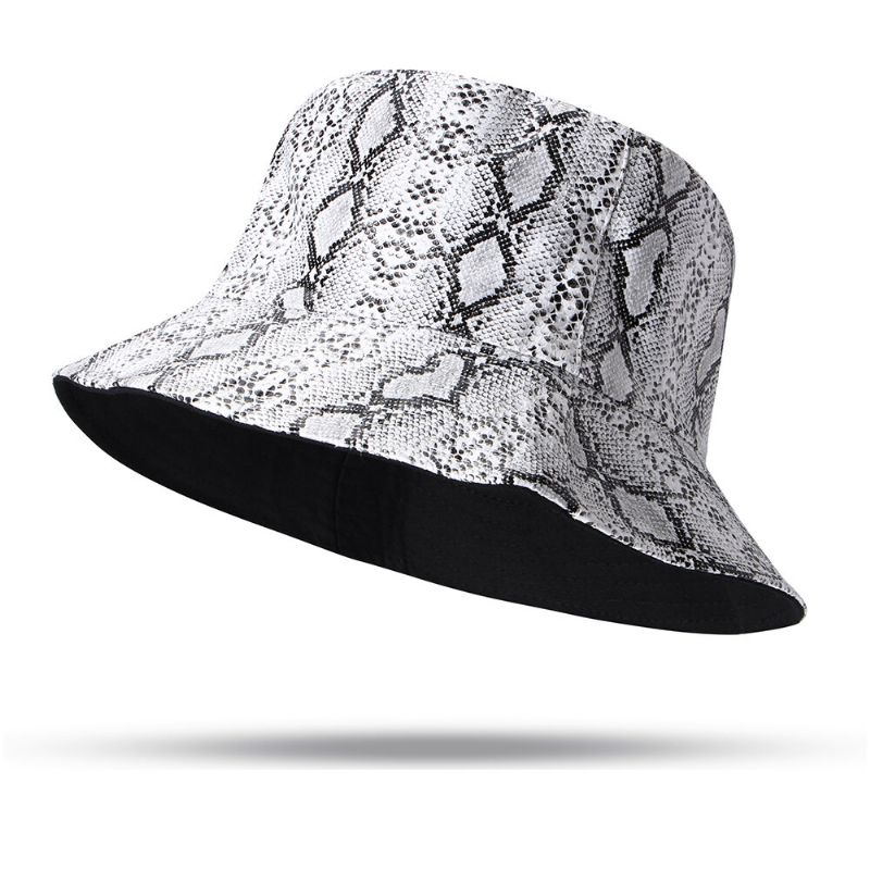 Chapeau Seau Unisexe Motif Serpent Chapeau Seau Double Face Chapeau De Pêcheur Portable Pare-soleil