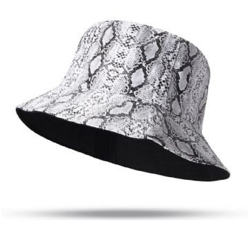 Chapeau Seau Unisexe Motif Serpent Chapeau Seau Double Face Chapeau De Pêcheur Portable Pare-soleil