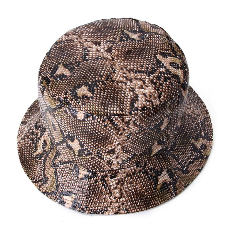 Chapeau Seau Unisexe Motif Serpent Chapeau Seau Double Face Chapeau De Pêcheur Portable Pare-soleil