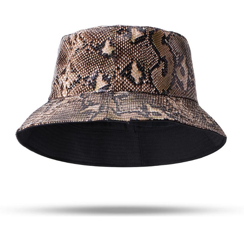 Chapeau Seau Unisexe Motif Serpent Chapeau Seau Double Face Chapeau De Pêcheur Portable Pare-soleil