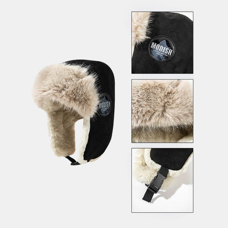 Chapeau De Trappeur Pour Homme Épaissir La Doublure En Peluche Chaude Coupe-vent Protection Des Oreilles Chapeau Ushanka