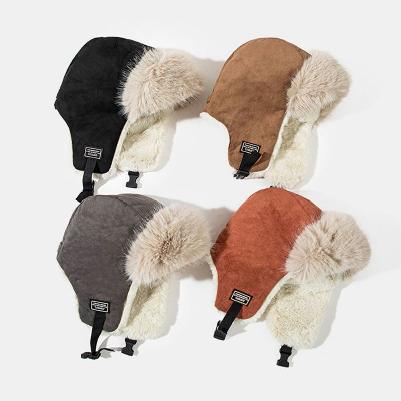 Chapeau De Trappeur Pour Homme Épaissir La Doublure En Peluche Chaude Coupe-vent Protection Des Oreilles Chapeau Ushanka