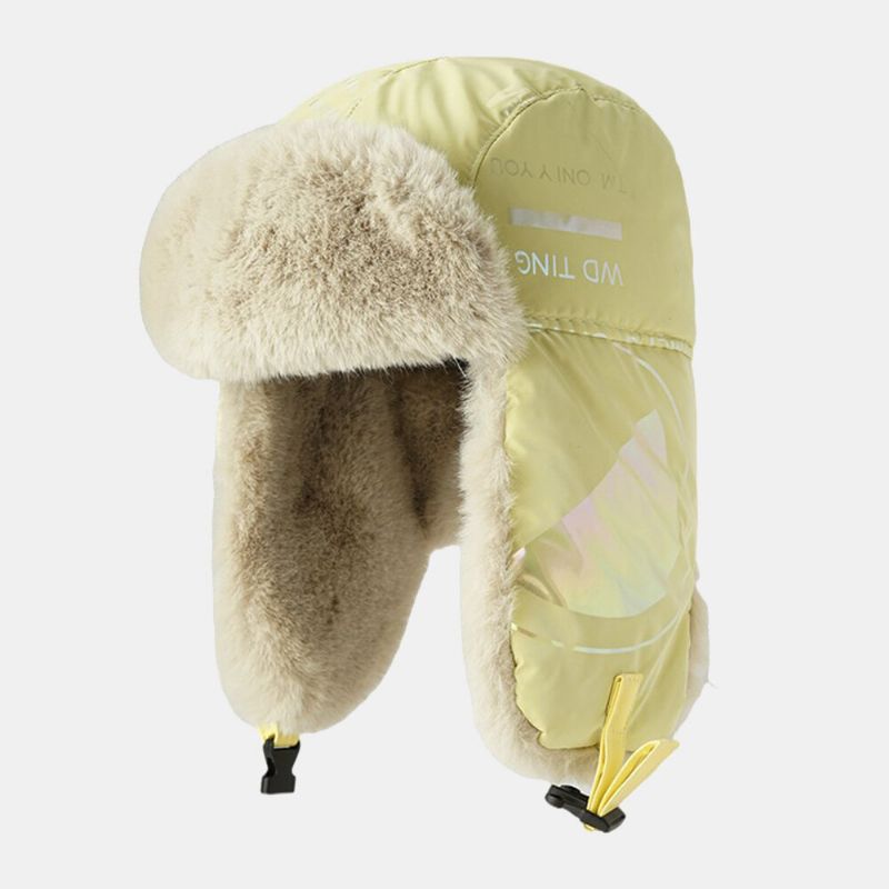 Chapeau De Trappeur Unisexe Tissu Réfléchissant Doublure En Peluche Épaissir Coupe-vent Imperméable À La Pluie Chapeau Ushanka