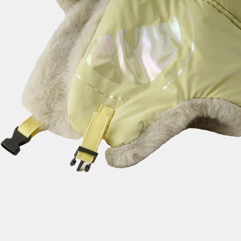 Chapeau De Trappeur Unisexe Tissu Réfléchissant Doublure En Peluche Épaissir Coupe-vent Imperméable À La Pluie Chapeau Ushanka