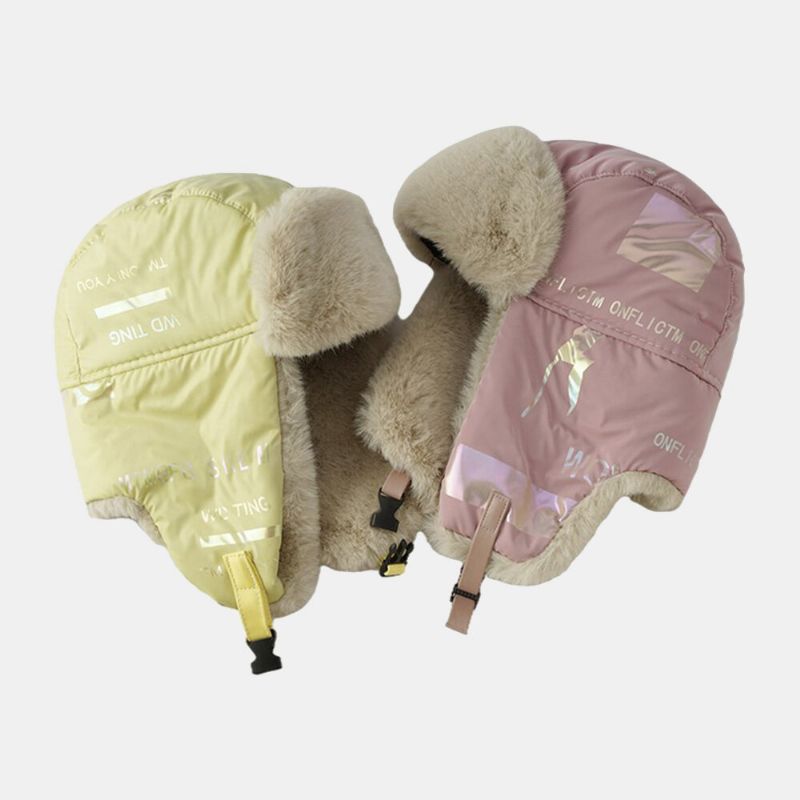 Chapeau De Trappeur Unisexe Tissu Réfléchissant Doublure En Peluche Épaissir Coupe-vent Imperméable À La Pluie Chapeau Ushanka