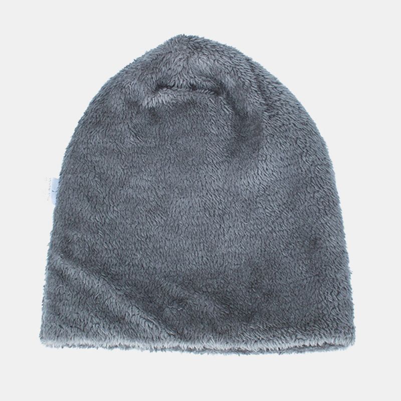 Chapeau Tricoté Pour Hommes Plus Velours Épaissi Métal Flocon De Neige Étiquette En Cuir Chaleur Sans Bord Bonnet Chapeau