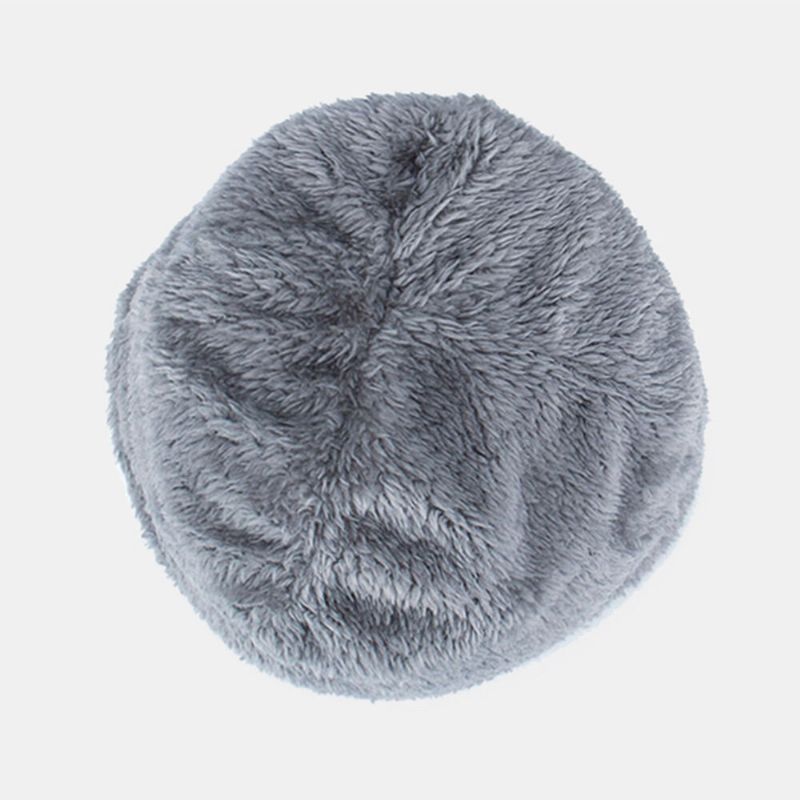 Chapeau Tricoté Pour Hommes Plus Velours Épaissi Métal Flocon De Neige Étiquette En Cuir Chaleur Sans Bord Bonnet Chapeau