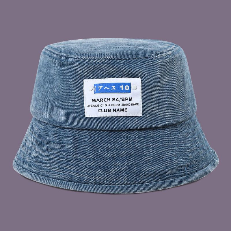 Chapeau Unisexe En Denim Délavé Avec Motif De Lettres Et Protection Solaire