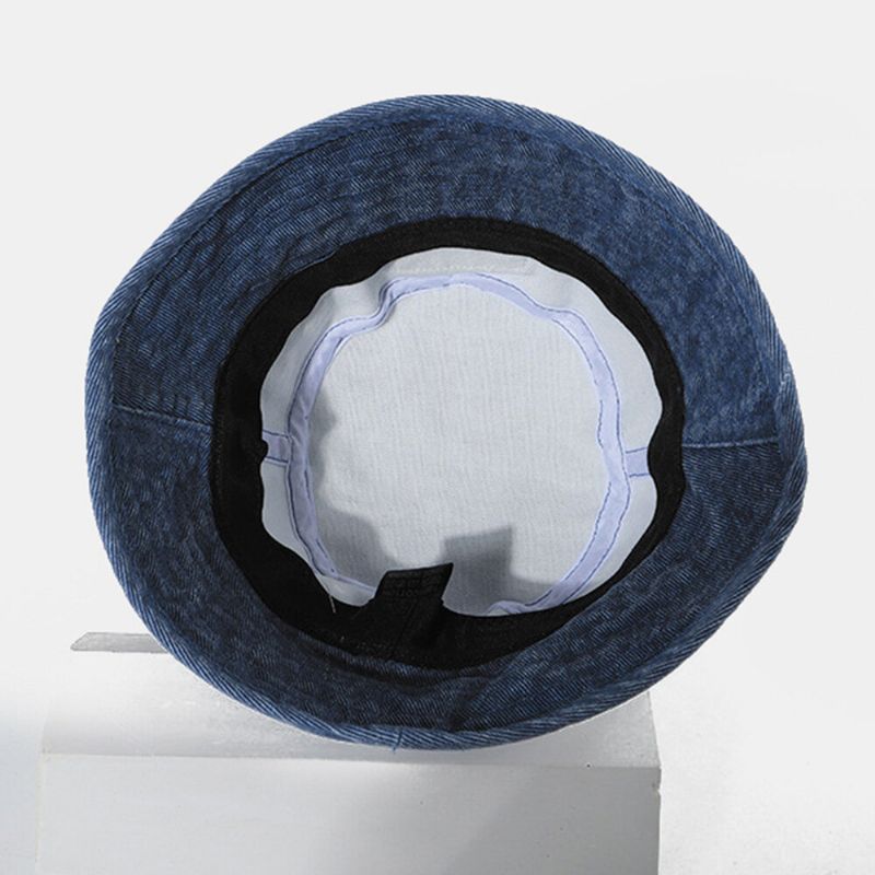 Chapeau Unisexe En Denim Délavé Avec Motif De Lettres Et Protection Solaire