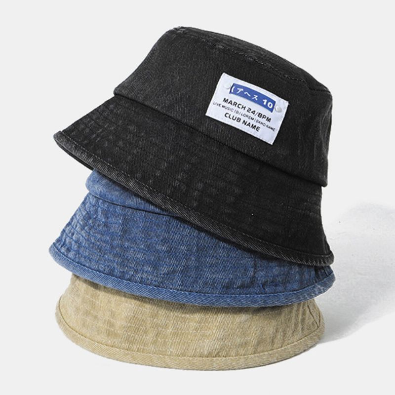 Chapeau Unisexe En Denim Délavé Avec Motif De Lettres Et Protection Solaire