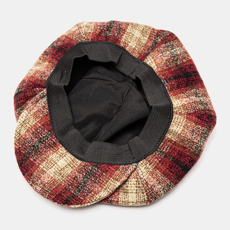 Chapeaux De Gavroche Pour Hommes Couleur Assortie Motif De Treillis British Casual Short Brim Bérets Chapeau Octogonal