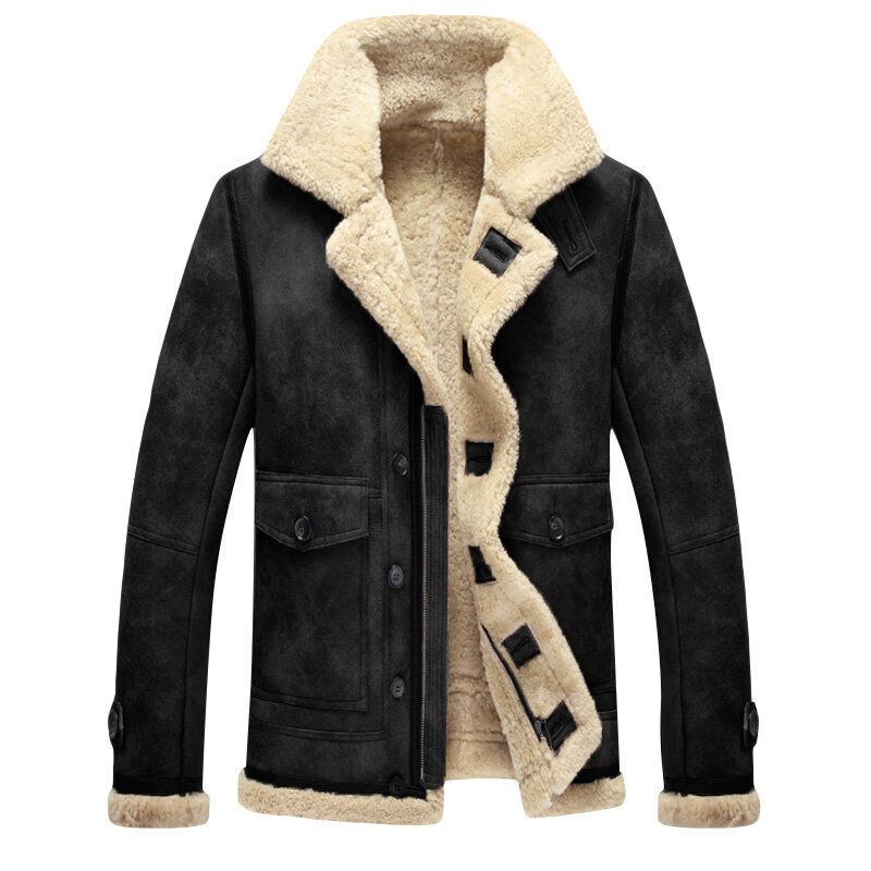 Charmkpr Mens Biker Jacket Big Pocket Shearling Faux Cuir