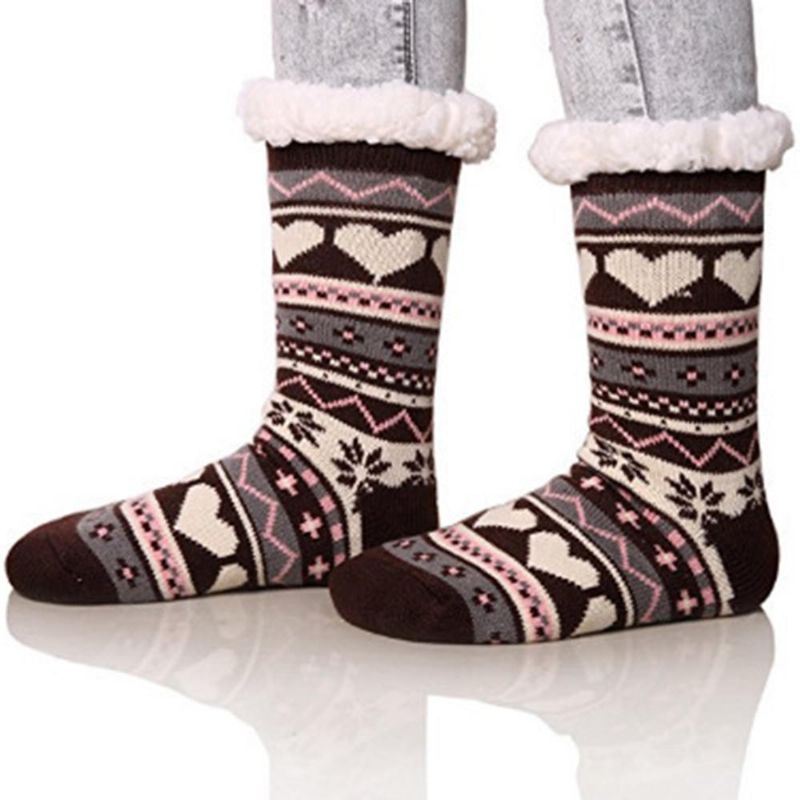 Chaussettes Anti-ski Jacquard Et Velours De Noël