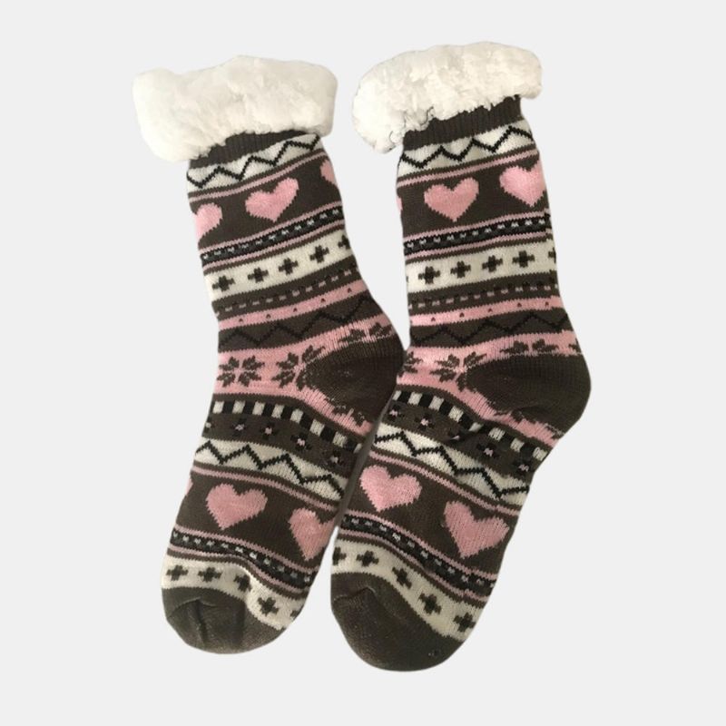 Chaussettes Anti-ski Jacquard Et Velours De Noël