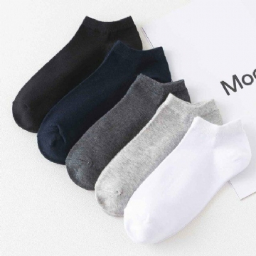 Chaussettes De Bateau Pour Hommes Chaussettes En Coton Polyvalentes De Couleur Unie