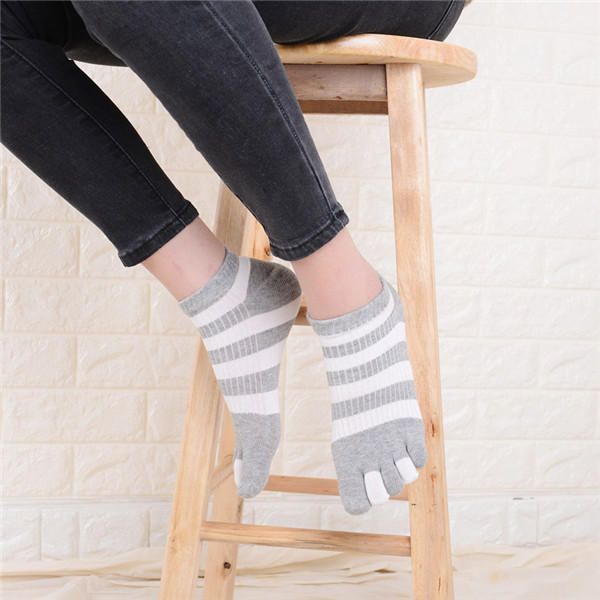 Chaussettes Confortables À Cinq Orteils À Larges Rayures Pour Femmes