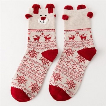 Chaussettes En Coton Elk De Noël Pour Femmes Chaussettes Chaudes Et Douces