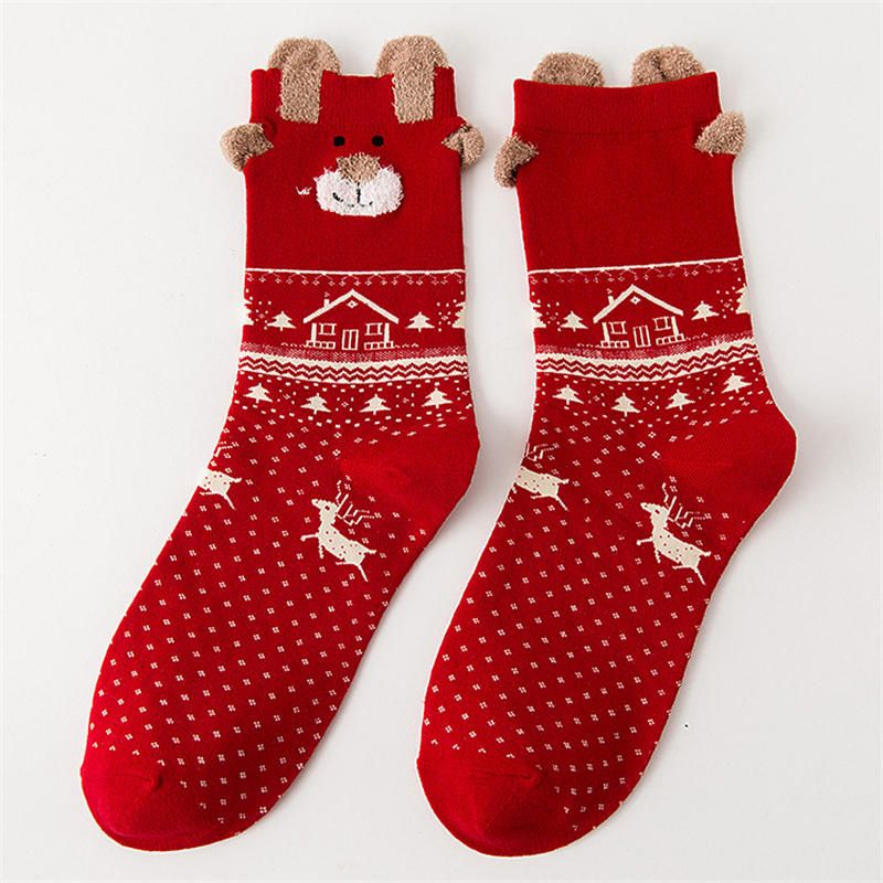 Chaussettes En Coton Elk De Noël Pour Femmes Chaussettes Chaudes Et Douces