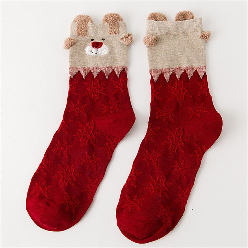 Chaussettes En Coton Elk De Noël Pour Femmes Chaussettes Chaudes Et Douces