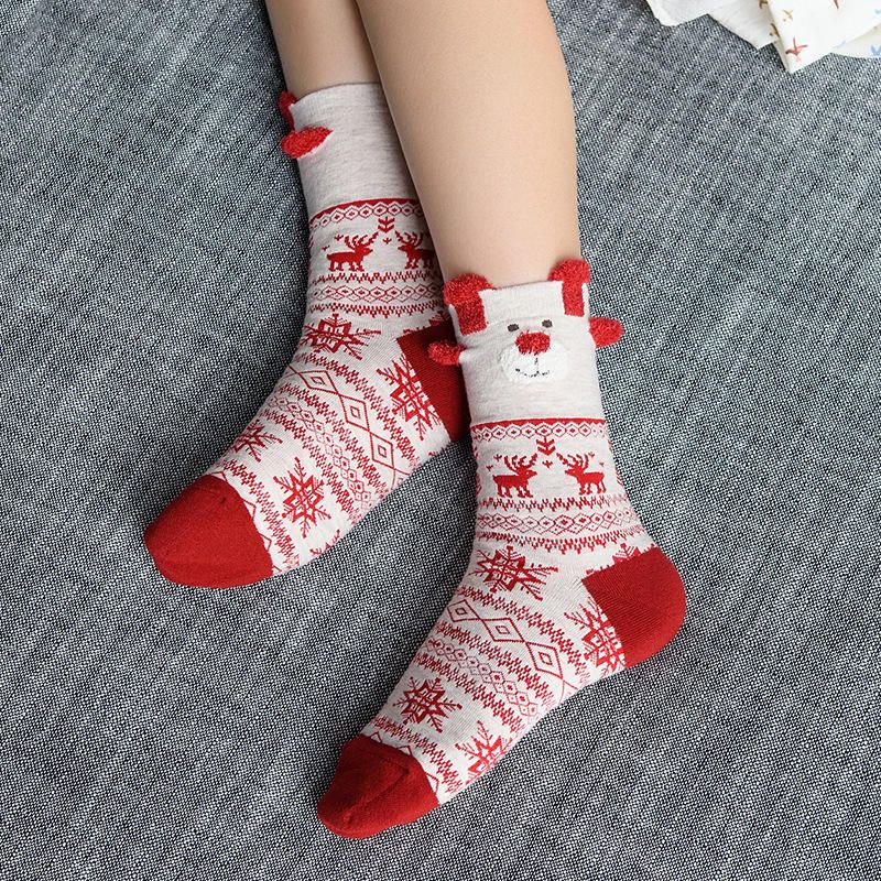 Chaussettes En Coton Elk De Noël Pour Femmes Chaussettes Chaudes Et Douces