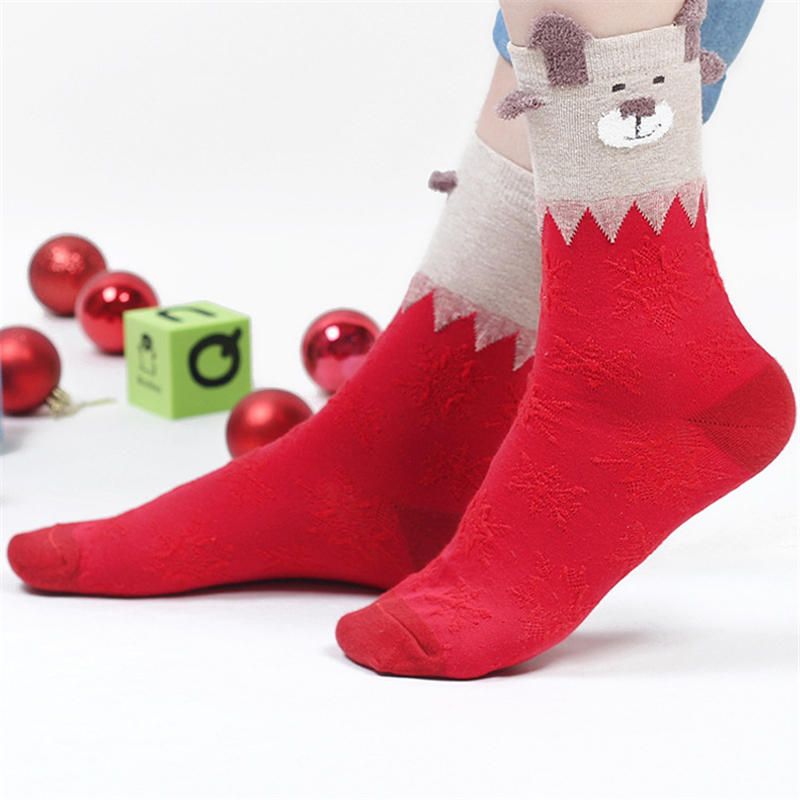 Chaussettes En Coton Elk De Noël Pour Femmes Chaussettes Chaudes Et Douces