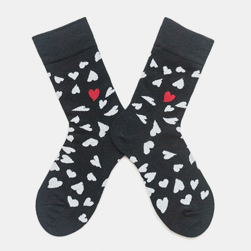 Chaussettes En Coton Tendance En Forme De Cœur Chaussettes À Tubes Moyens Couple Hommes Et Femmes Le Même Paragraphe