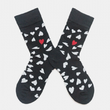 Chaussettes En Coton Tendance En Forme De Cœur Chaussettes À Tubes Moyens Couple Hommes Et Femmes Le Même Paragraphe