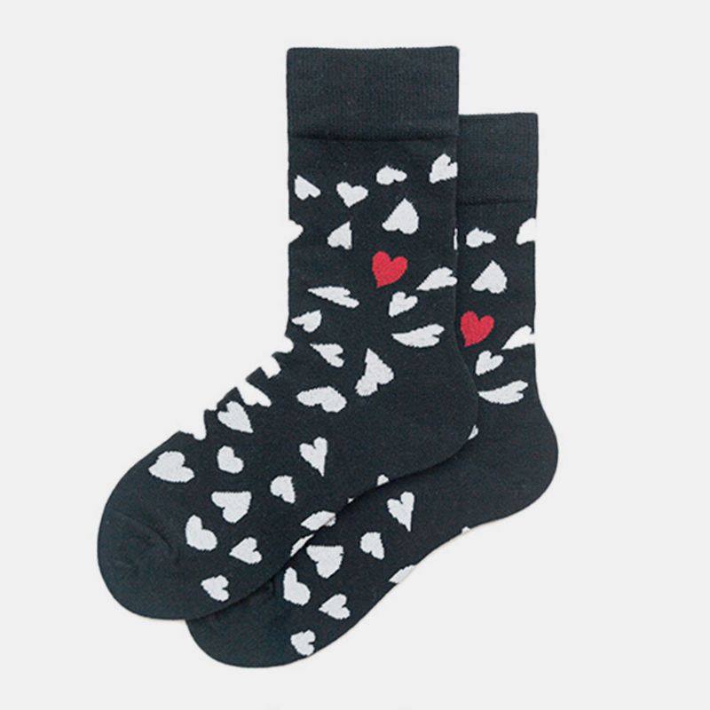 Chaussettes En Coton Tendance En Forme De Cœur Chaussettes À Tubes Moyens Couple Hommes Et Femmes Le Même Paragraphe