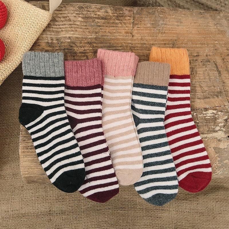 Chaussettes En Laine À Rayures Pour Femmes