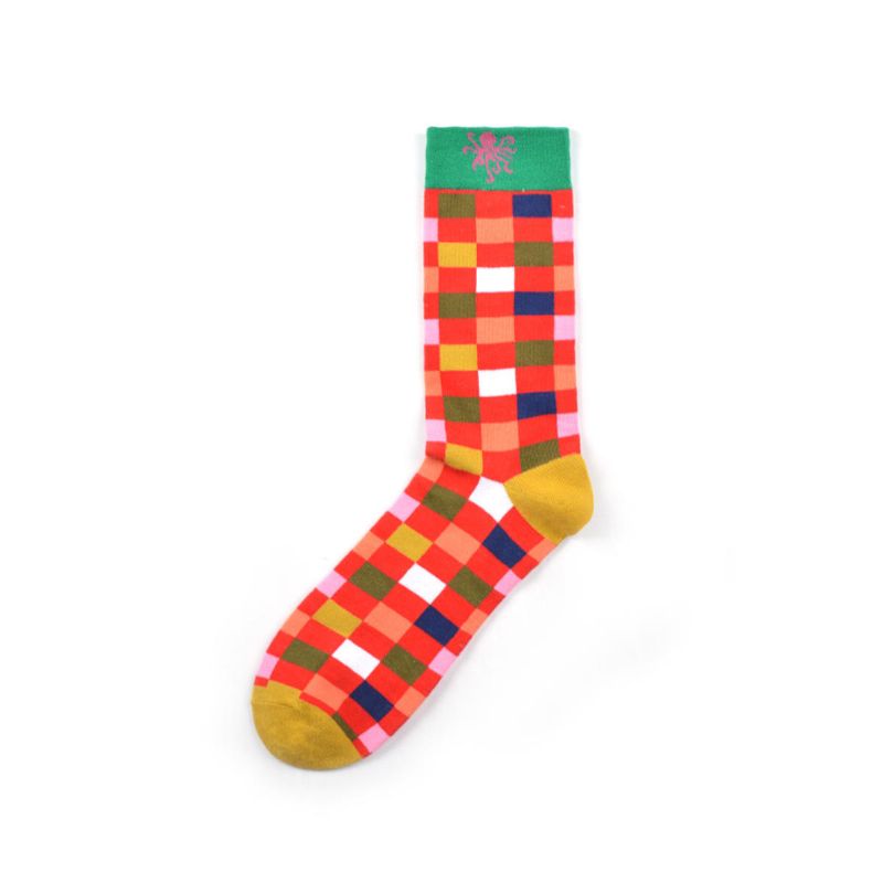 Chaussettes Mi-hautes En Coton Rayé Street Wild Classic Geometry Pour Hommes