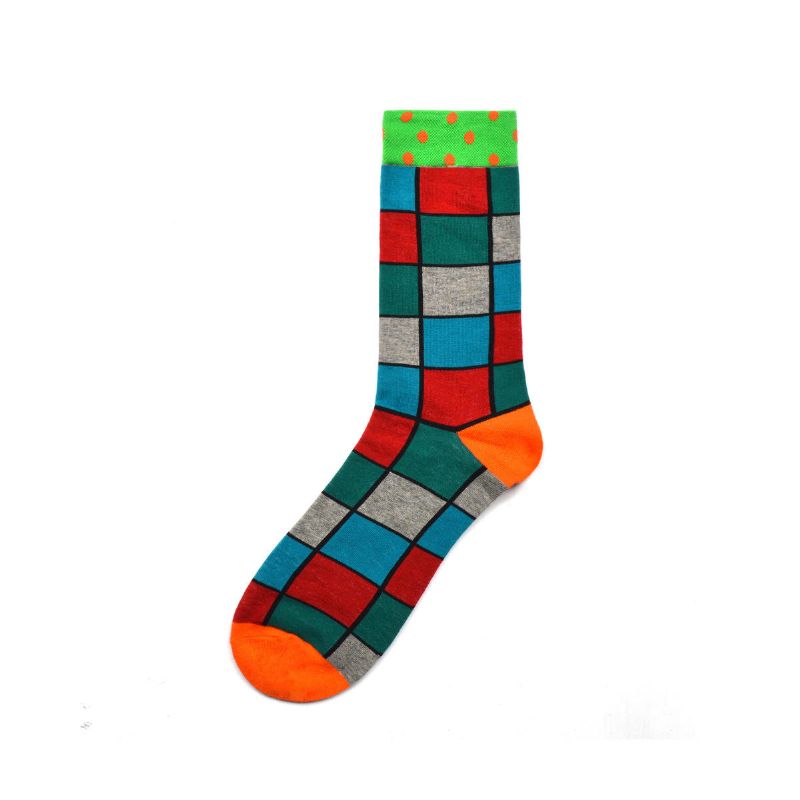 Chaussettes Mi-hautes En Coton Rayé Street Wild Classic Geometry Pour Hommes