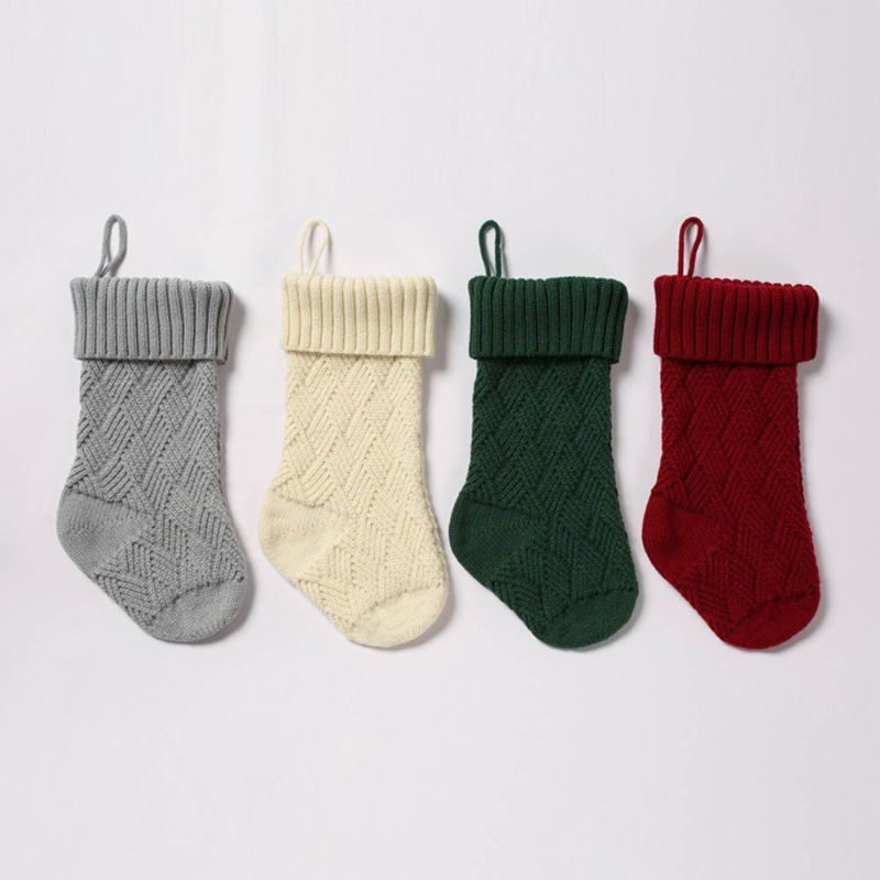 Chaussettes De Noël Tricotées Sacs Cadeaux Chaussette En Laine Lingge De Noël