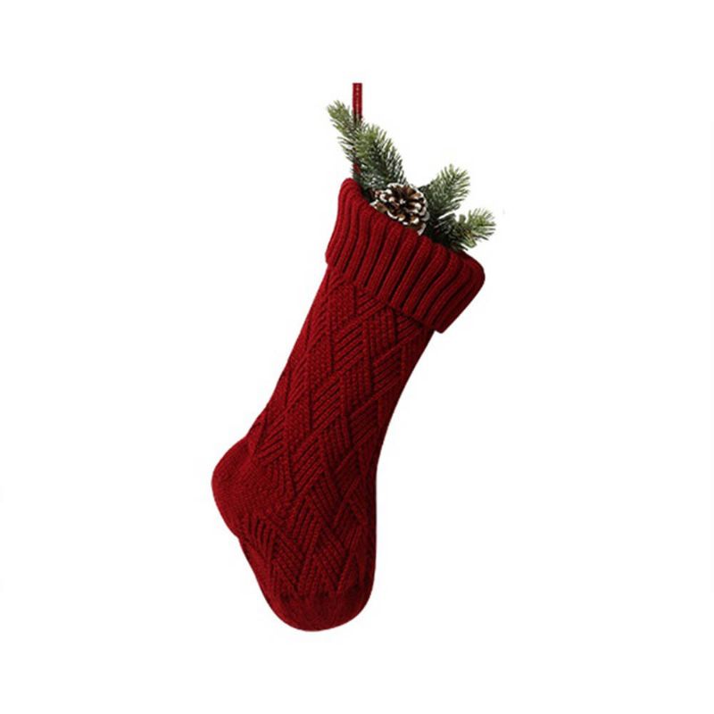 Chaussettes De Noël Tricotées Sacs Cadeaux Chaussette En Laine Lingge De Noël