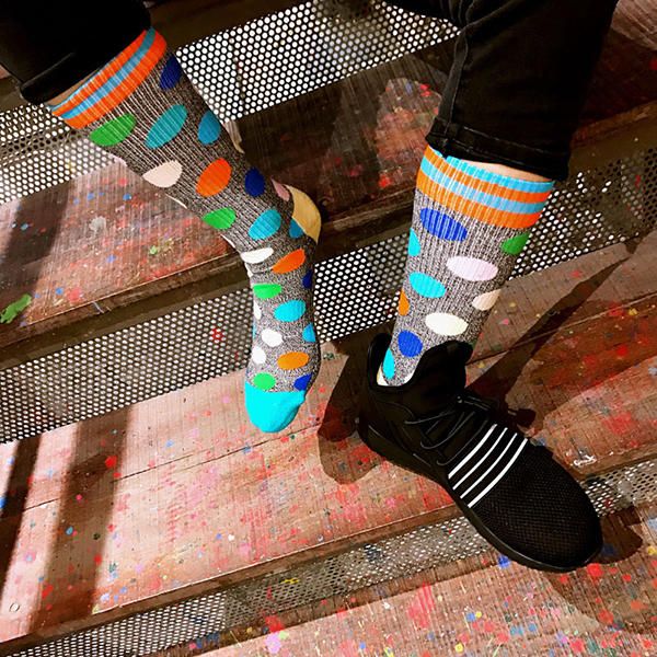 Chaussettes À Tube Moyen En Coton À Motif Géométrique Pour Hommes