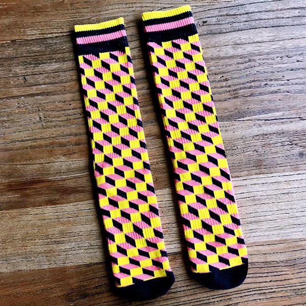 Chaussettes À Tube Moyen En Coton À Motif Géométrique Pour Hommes