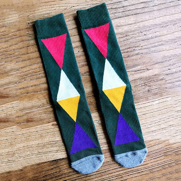 Chaussettes À Tube Moyen En Coton À Motif Géométrique Pour Hommes