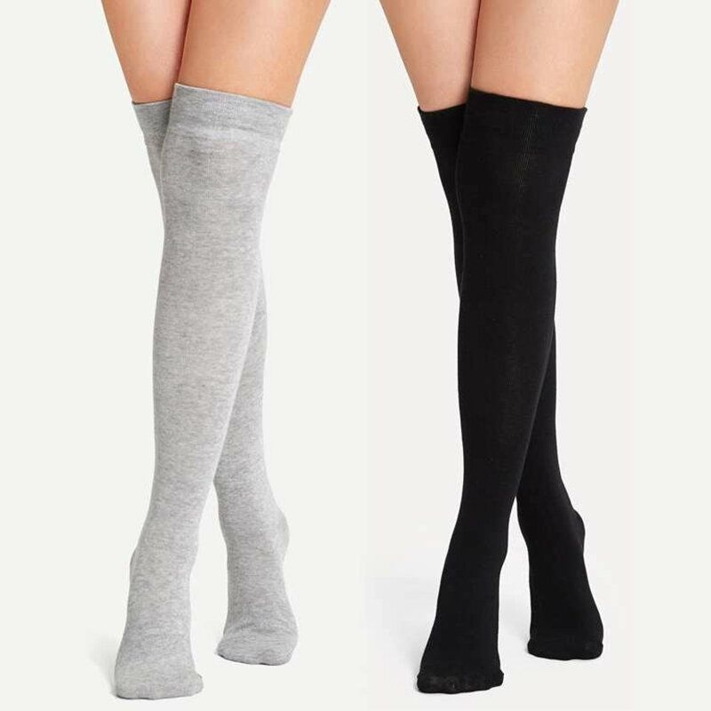 Chaussettes Unies Au-dessus Du Genou