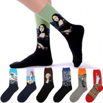 Chaussettes Unisexes En Coton Avec Peinture À L'huile Mona Lisa