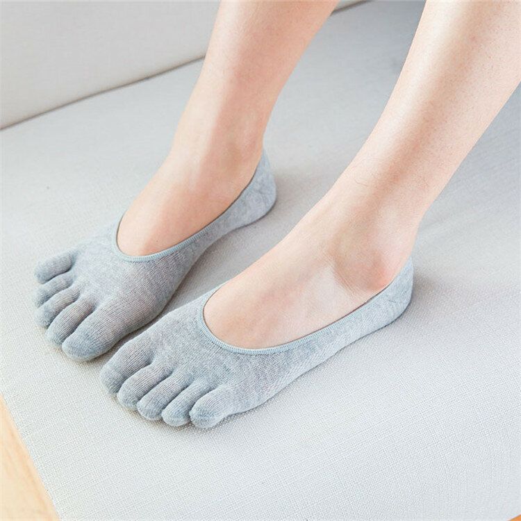 Chaussettes De Yoga Respirantes Anti-dérapantes Pour Femmes Chaussettes En Coton Doux Invisibles À Cinq Orteils