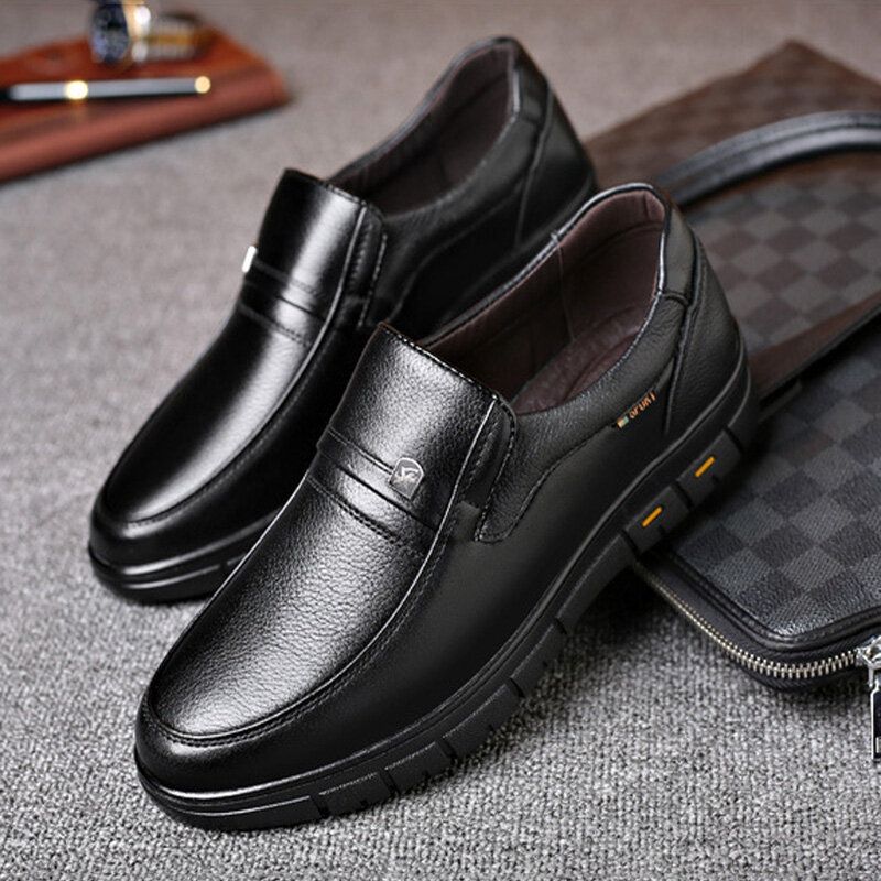 Chaussures D'affaires Décontractées Classiques En Cuir De Vachette Respirant À Semelle Souple Pour Hommes